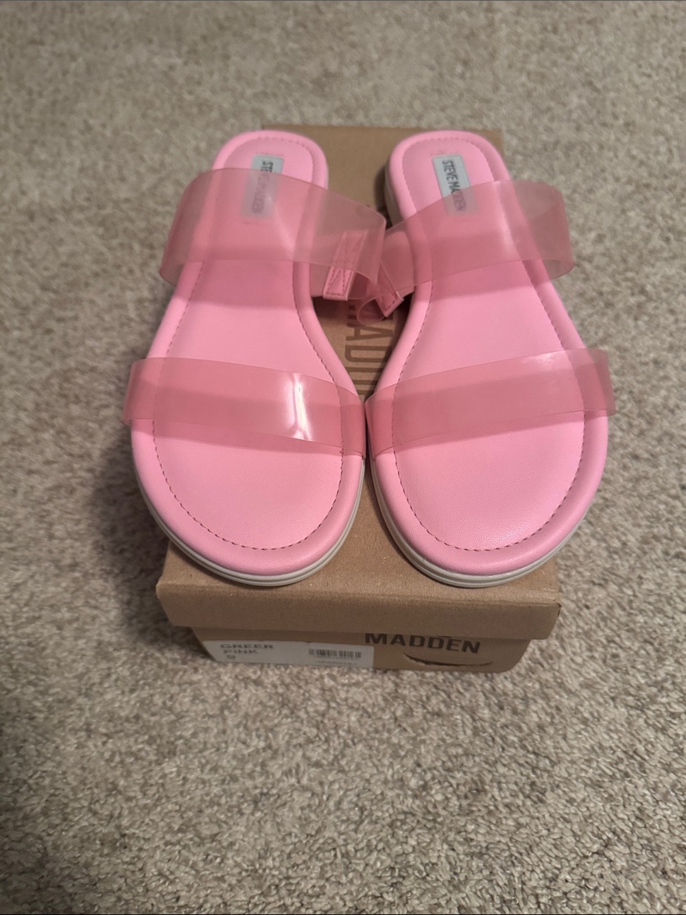 Steve Madden Pink Jelly Double-Strap Slide Sandals